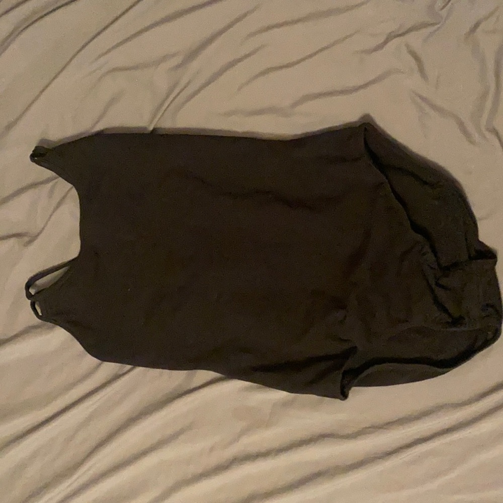 Black spaghetti strap leotard. Cotton material stretchy